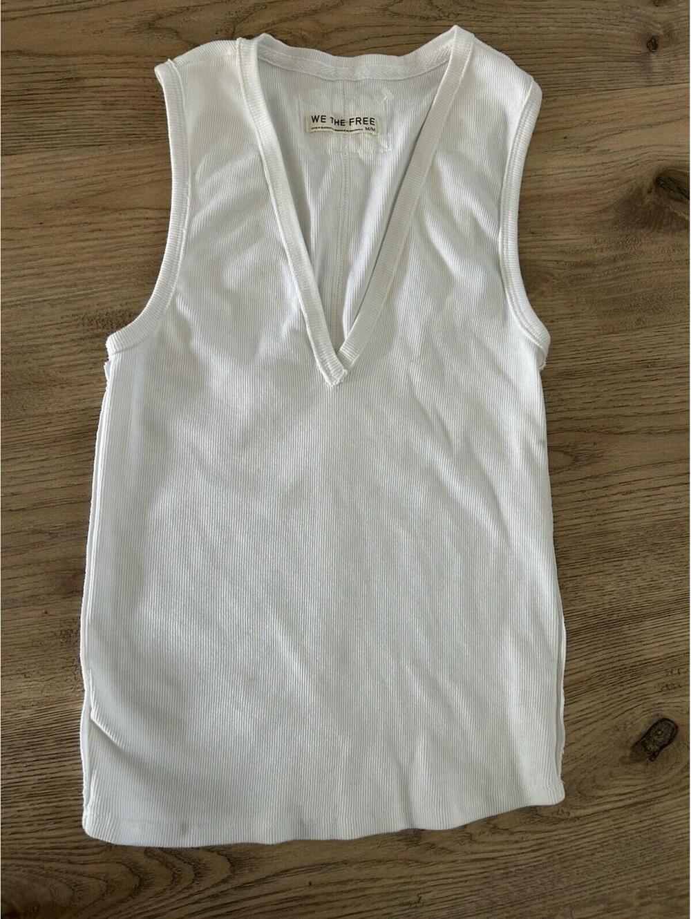 Free People We The Free Neria V-Neck Tank Top in White Womens Medium